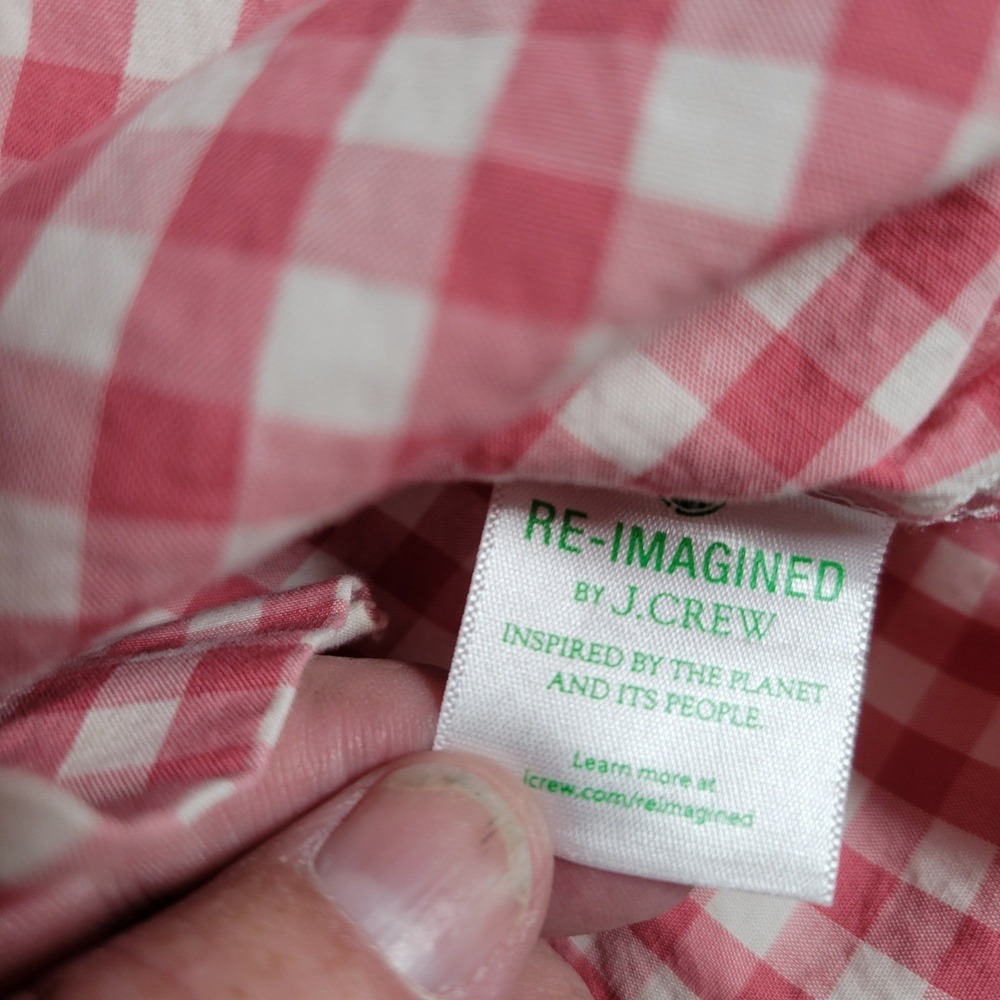 J.Crew Button Down Shirt Mens Medium Red/Pink Gingham Slim Untucked Flex Washed - Picture 7 of 14